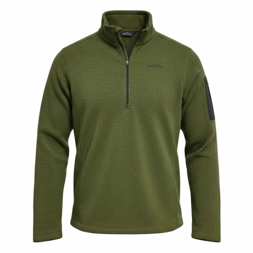 Eddie Bauer Olive Quarter-Zip Fleece Jacket Size Large
